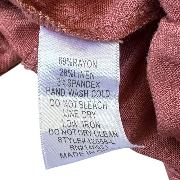 Monteau Pink Rose Linen Blend Jumpsuit Women's Size Small | 32-22-2 - Picture 5 of 7